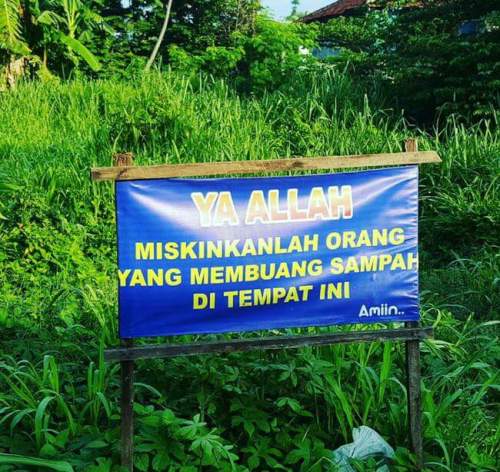Pengumuman lucu membuang sampah