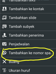 Menambahkan nomor yang mengirimkan pesan sampah/spam di HP Android.