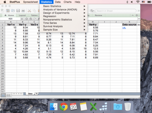 MS Excel statistic analysis
