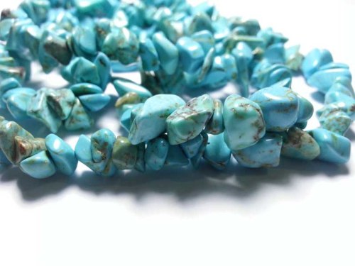 Bahan kerikil pirus (turquoise) untuk kalung dan gelang. Bahan sudah dilubangi dan dipoles, tinggal diberi tali saja.