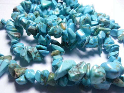 Bahan kerikil pirus (turquoise) untuk kalung dan gelang. Bahan sudah dilubangi dan dipoles, tinggal diberi tali saja.