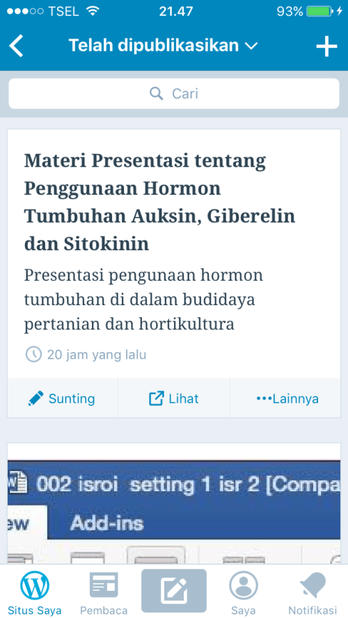 Wordpress Mobile di HP Smartphone